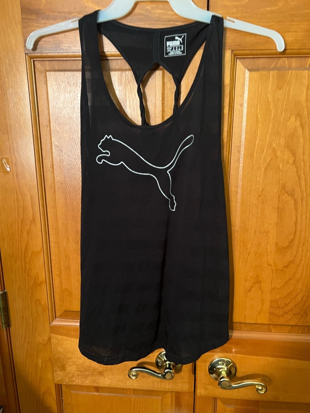 Puma Black Mesh-Panel Athletic Racerback Tank - Picture 2 of 4